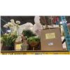 Image 4 : 2 SHELVES OF ASSORTED FAUX PLANTS/FLOWERS, FLOWER VASES/POTS & DECORATIVE ITEMS