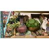 Image 2 : SHELF OF ASSORTED FAUX PLANTS/FLOWERS, FLOWER VASES/POTS & DECORATIVE ITEMS