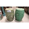 Image 1 : 2 DECORATIVE CERAMIC GARDEN STOOLS