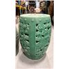 Image 3 : 2 DECORATIVE CERAMIC GARDEN STOOLS