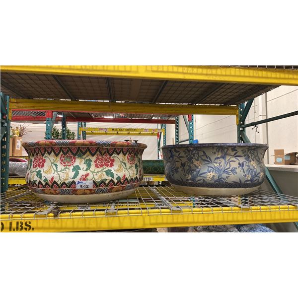 2 FAUX SET DEC LARGE PLANTER POTS