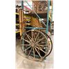 Image 1 : 2 LARGE WOODEN DECORATIVE WAGON WHEELS & BAMBOO CHIMES