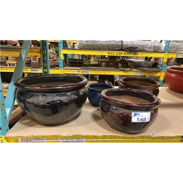 5 ASSORTED PLANTER POTS