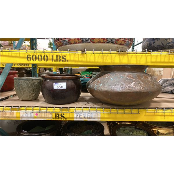 3 ASSORTED PLANTER POTS