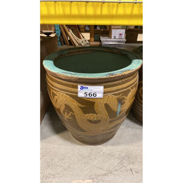 LARGE DECORATIVE CERAMIC ASIAN PLANTER POT