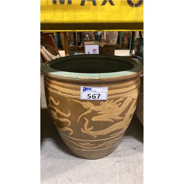 LARGE DECORATIVE CERAMIC ASIAN PLANTER POT