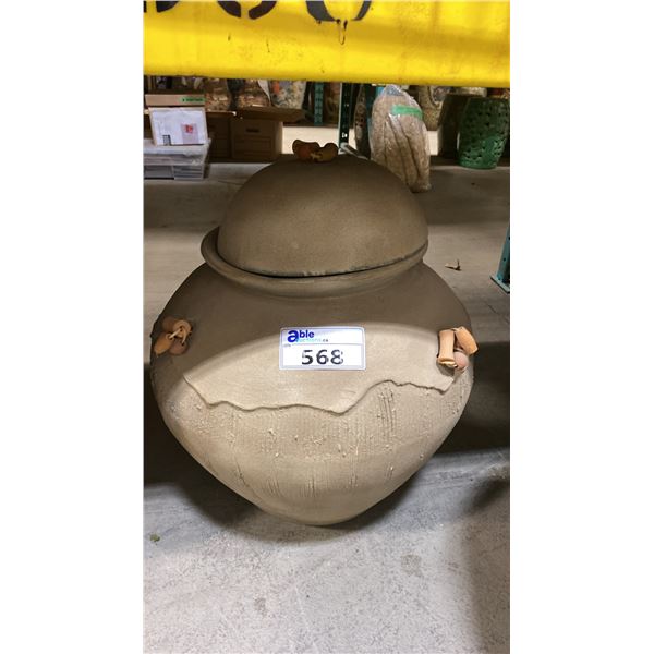 LARGE DECORATIVE CLAY POT WITH LID