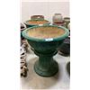 Image 1 : LARGE GREEN CERAMIC DECORATIVE PLANTER POT ON PEDESTAL (2 PCS) APPROX 3.1' H X 2' 10"W