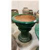 Image 1 : LARGE GREEN CERAMIC DECORATIVE PLANTER POT ON PEDESTAL (2 PCS) APPROX 3.1' H X 2' 10"W