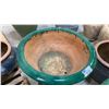 Image 2 : LARGE GREEN CERAMIC DECORATIVE PLANTER POT ON PEDESTAL (2 PCS) APPROX 3.1' H X 2' 10"W