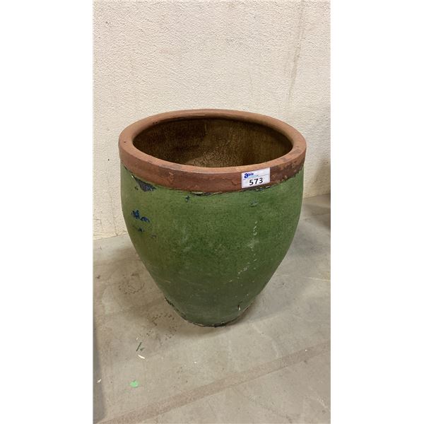 LARGE GREEN PLANTER POT APPROX 3.1' H X 2.5' W