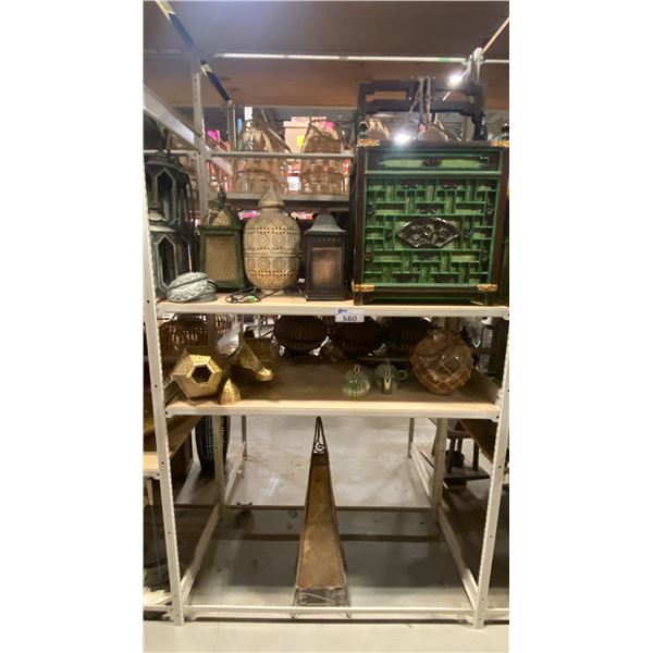 2 SHELVES OF ASSORTED DECOR ITEMS