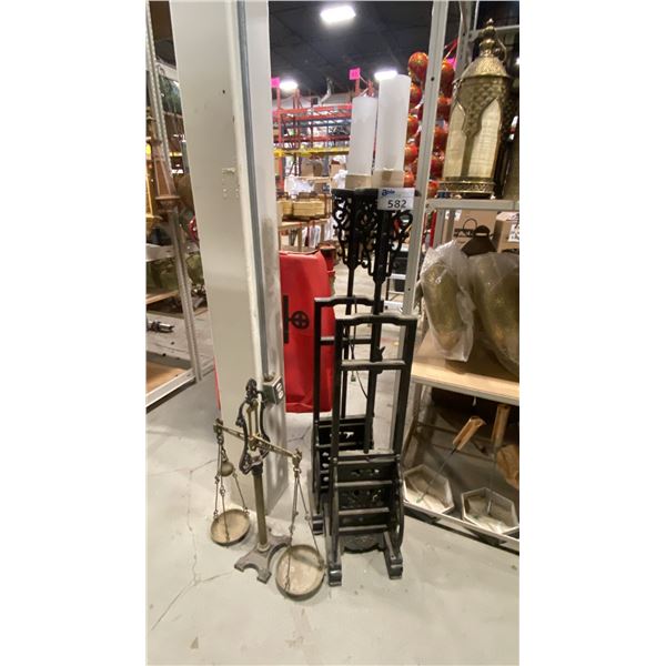 PAIR OF WOODEN DECORATIVE FLOOR LAMPS & VINTAGE SCALE