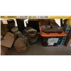 Image 5 : SHELF OF ASSORTED WOODEN BOXES, METAL PAILS & DECORATIVE ITEMS