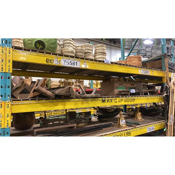 SHELF OF HANGING CHINESE LANTERNS & DECORATIVE BASKETS