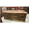Image 1 : HARDWOOD WITH METAL ACCENTS RUSTIC COFFEE TABLE WITH DRAWERS & CUPBOARDS ON BOTH SIDES