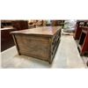 Image 2 : HARDWOOD WITH METAL ACCENTS RUSTIC COFFEE TABLE WITH DRAWERS & CUPBOARDS ON BOTH SIDES