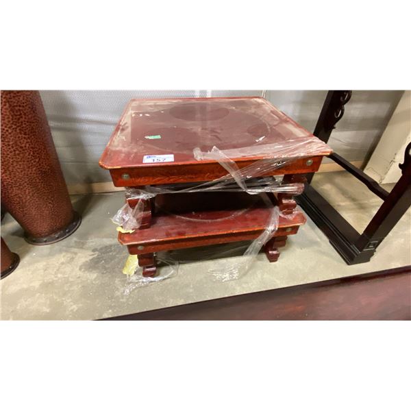 PAIR OF CARVED HARDWOOD ASIAN COFFEE TABLES