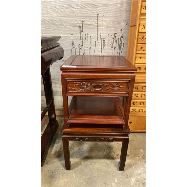 2 CARVED HARDWOOD ASIAN SIDE TABLES