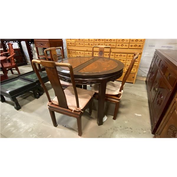ROUND ASIAN DINING TABLE WITH 4 CHAIRS