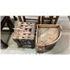 Image 2 : 6 PCS OF ASSORTED PLANT STANDS, SMALL SIDE TABLES & LEATHER BANDED STOOL