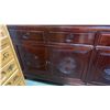 Image 2 : DARK MAHOGANY CARVED FRONT PANELS & BRASS ACCENTS SIDEBOARD BUFFET