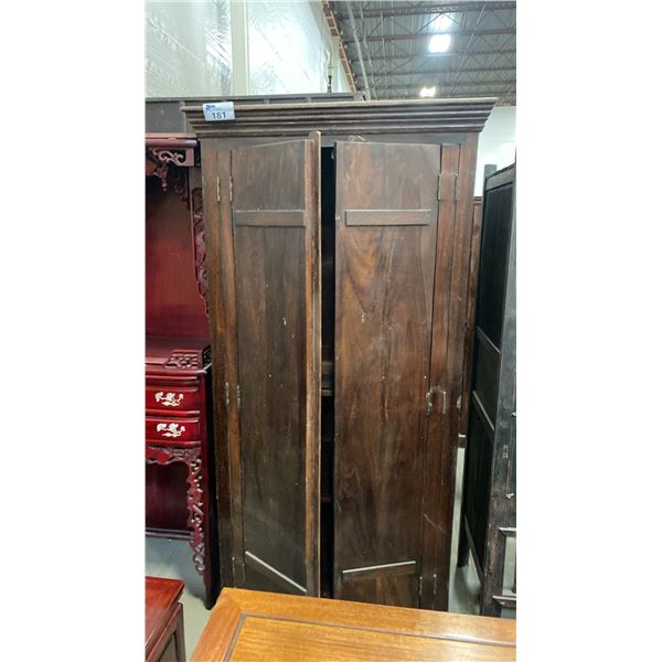 HARDWOOD WITH METAL ACCENTS STORAGE CABINET *DOORS ON BACKWARDS*