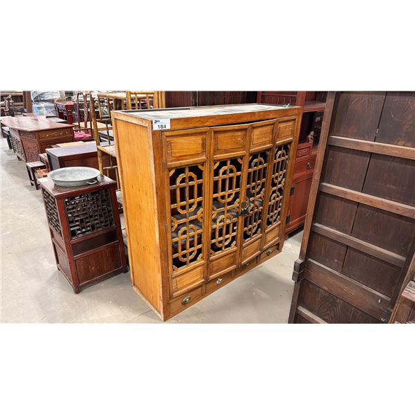 HARDWOOD WITH METAL ACCENTS ASIAN CABINET