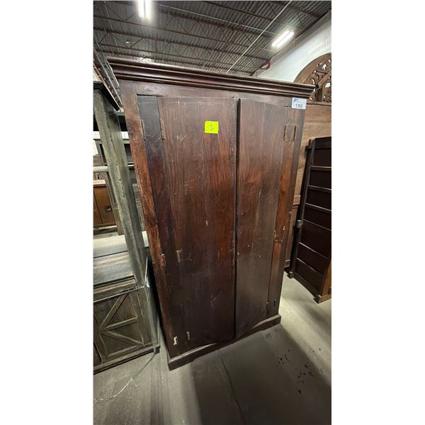 HARDWOOD WITH METAL ACCENTS STORAGE CABINET *DOORS ON BACKWARDS*