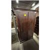 Image 1 : HARDWOOD WITH METAL ACCENTS STORAGE CABINET *DOORS ON BACKWARDS*