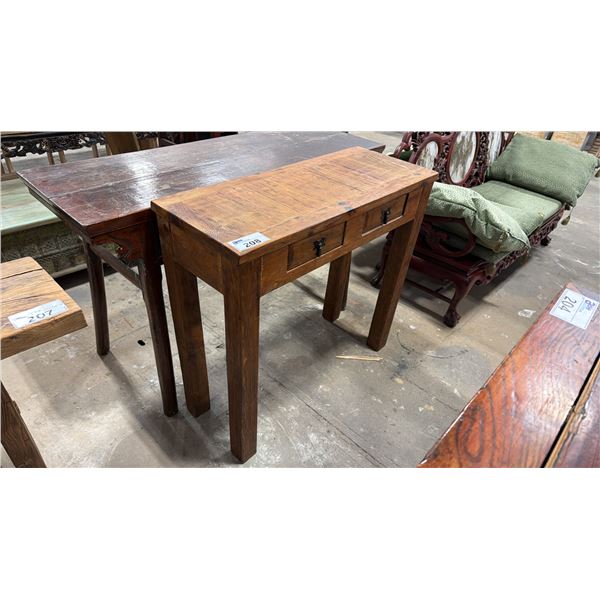 HARDWOOD CONSOLE TABLE WITH METAL ACCENTS