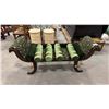 Image 3 : HARDWOOD UPHOLSTERED GREEN SLEIGH BENCH SEAT