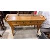 Image 1 : CARVED HARDWOOD CONSOLE TABLE WITH METAL ACCENTS & FLOWER MOTIF