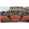 Image 2 : HEAVILY CARVED UPHOLSTERED ASIAN COUCH WITH DRAGON MOTIF ON PLYWOOD BASE