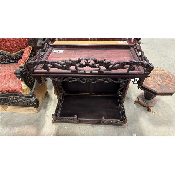 HEAVILY CARVED ASIAN ALTAR CABINET WITH DRAGON MOTIF