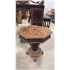 Image 1 : ANTIQUE ASIAN INLAID OCTAGONAL SEWING STORAGE TABLE