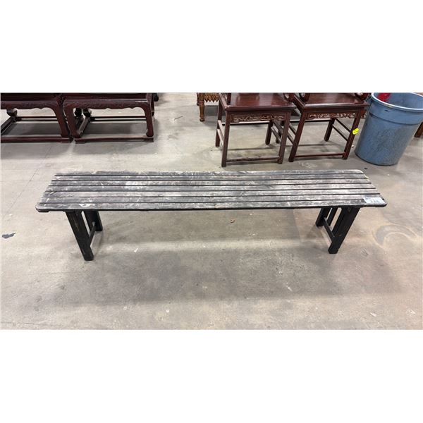 BLACK PAINTED RUSTIC WOODEN BENCH