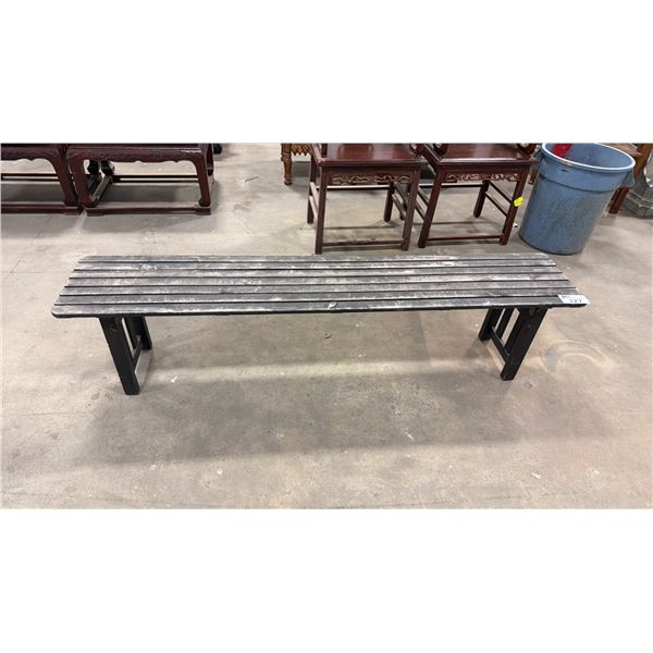 BLACK PAINTED RUSTIC WOODEN BENCH