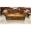 Image 4 : ANTIQUE CARVED WOODEN BENCH SEAT WITH DRAWER
