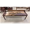 Image 1 : APPROX 59" ANIMAL HIDE UPHOLSTERED WOODEN BENCH SEAT