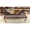 Image 2 : APPROX 59" ANIMAL HIDE UPHOLSTERED WOODEN BENCH SEAT