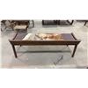 Image 2 : APPROX 59" ANIMAL HIDE UPHOLSTERED WOODEN BENCH SEAT