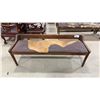 Image 1 : APPROX 59" ANIMAL HIDE UPHOLSTERED WOODEN BENCH SEAT