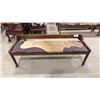 Image 1 : APPROX 59" ANIMAL HIDE UPHOLSTERED WOODEN BENCH SEAT