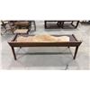 Image 2 : APPROX 59" ANIMAL HIDE UPHOLSTERED WOODEN BENCH SEAT