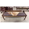 Image 1 : APPROX 59" ANIMAL HIDE UPHOLSTERED WOODEN BENCH SEAT