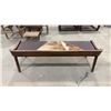Image 2 : APPROX 59" ANIMAL HIDE UPHOLSTERED WOODEN BENCH SEAT