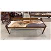 Image 1 : APPROX 59" ANIMAL HIDE UPHOLSTERED WOODEN BENCH SEAT