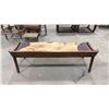 Image 2 : APPROX 59" ANIMAL HIDE UPHOLSTERED WOODEN BENCH SEAT