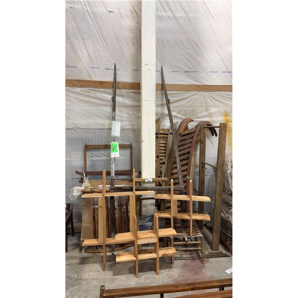 GROUP OF PRIMITIVE WOOD PRODUCTION SET PIECES